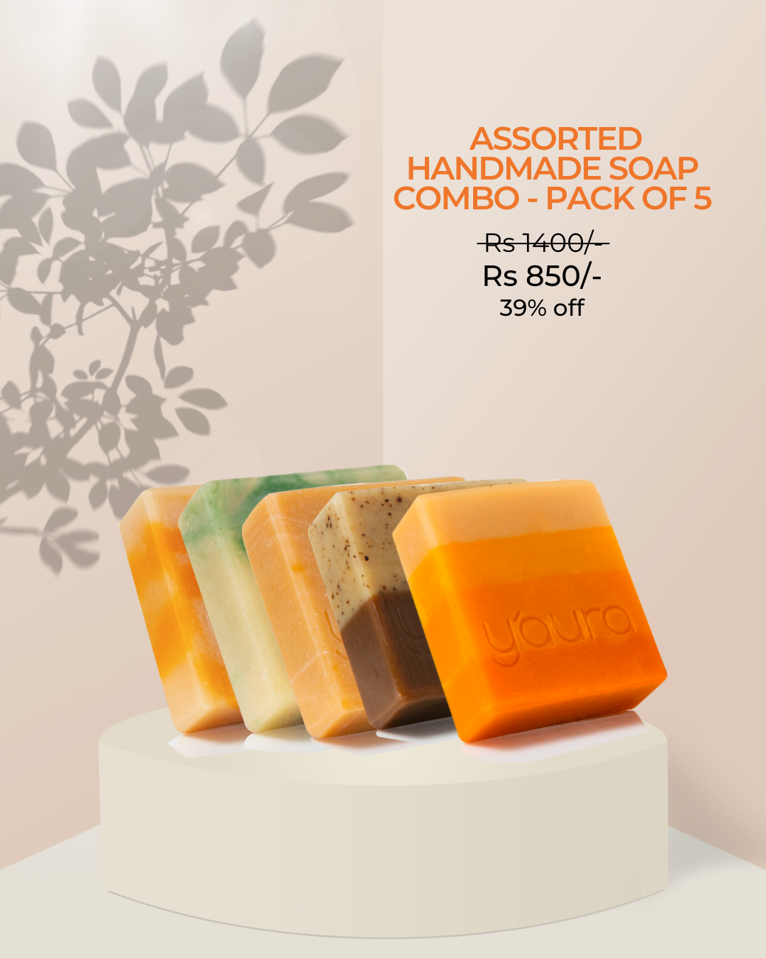 Assorted Combo Pack of 5 Handmade Cold Process Soaps - 500g